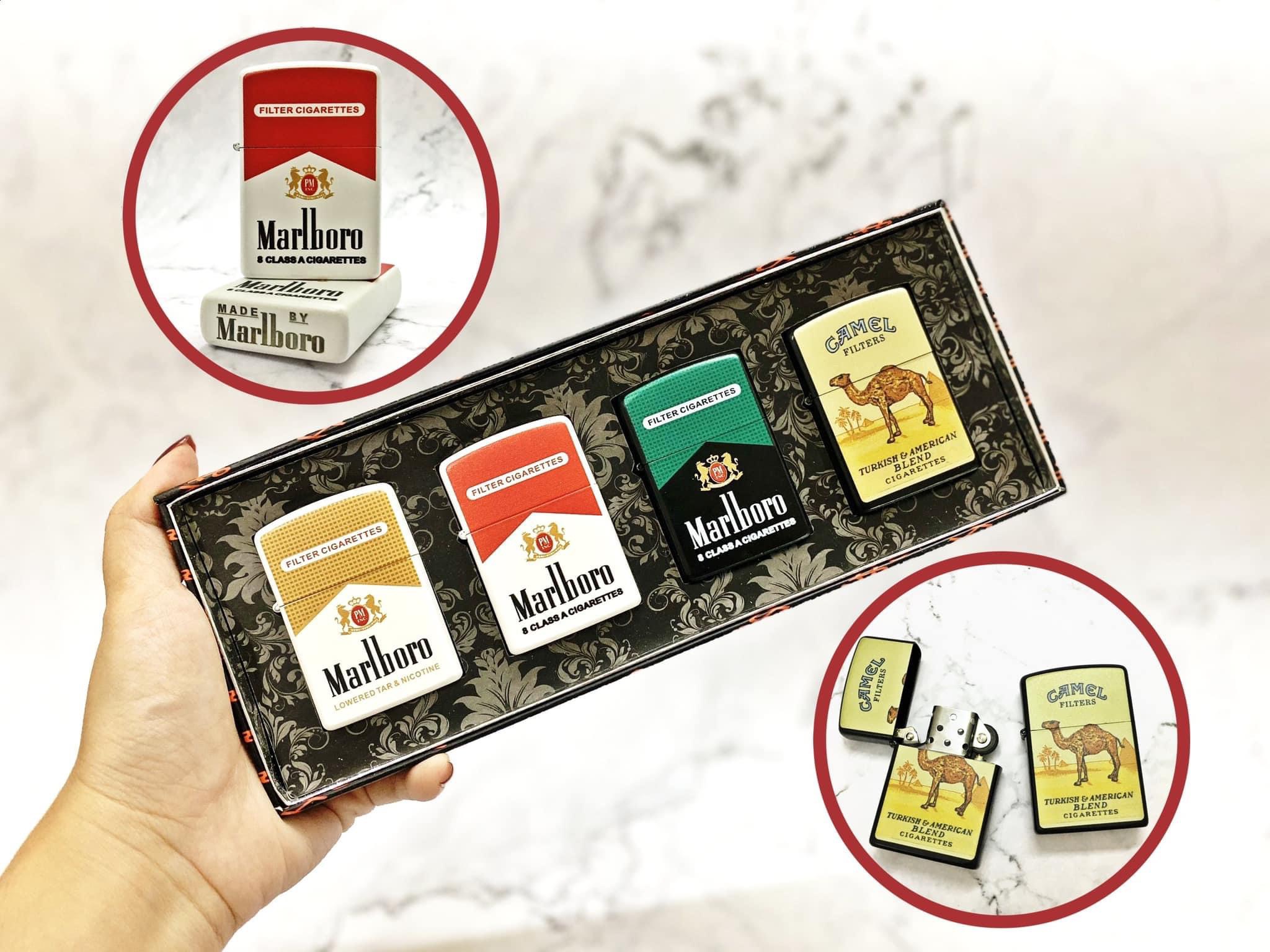 Bộ 4 bật lửa zippo hình logo các loại