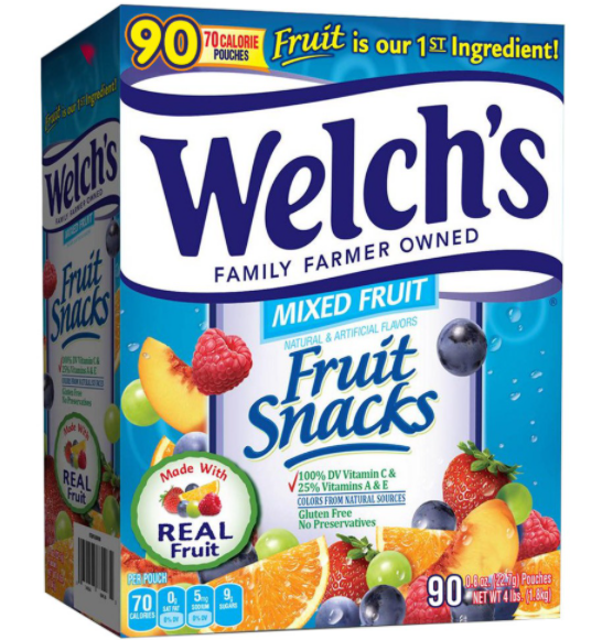 Thùng 90 gói kẹo dẻo trái cây welch's mix fruit 2kg