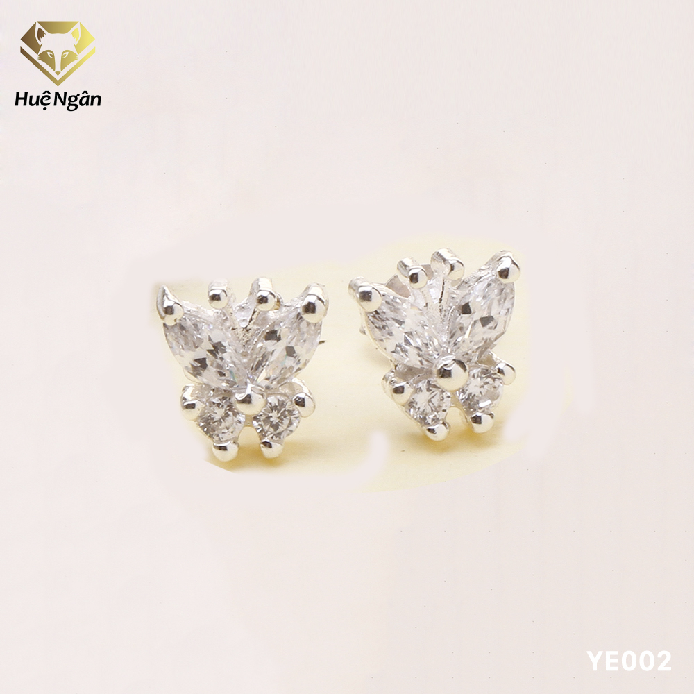 Bông tai bạc ý 925 huệ ngân - bươm bướng xinhye002