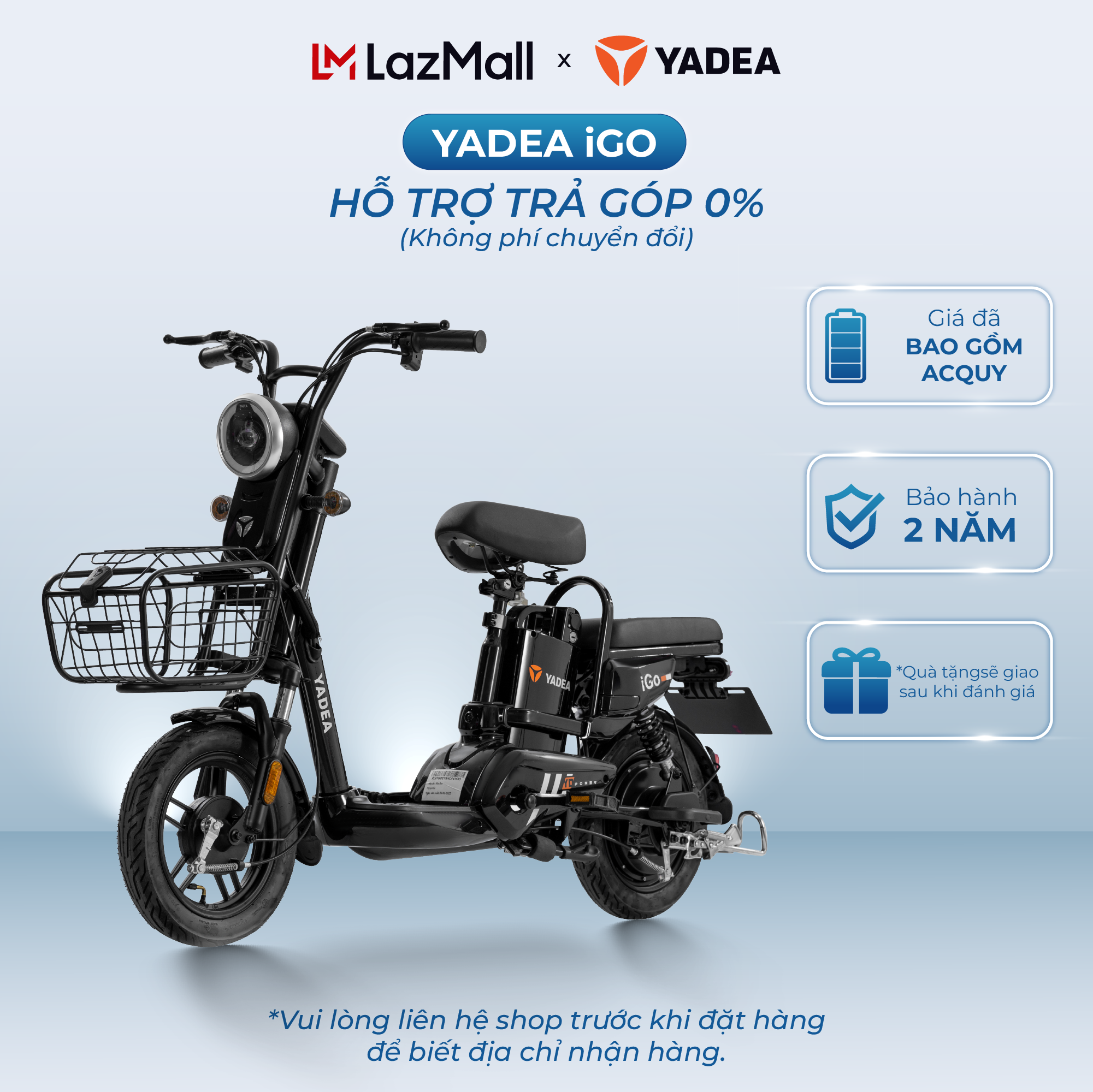 [TRẢ GÓP 0%] Xe Đạp Điện YADEA IGO Cho Học Sinh Nhỏ Gọn 55Km Một Lần Sạc - Bảo Hành 2 Năm