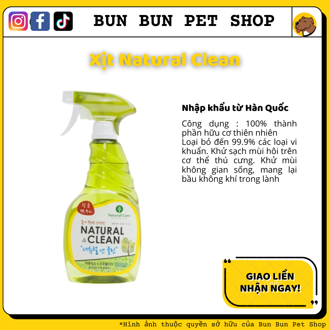 Xịt khử mùi diệt khuẩn Natural Clean - NK Hàn Quốc