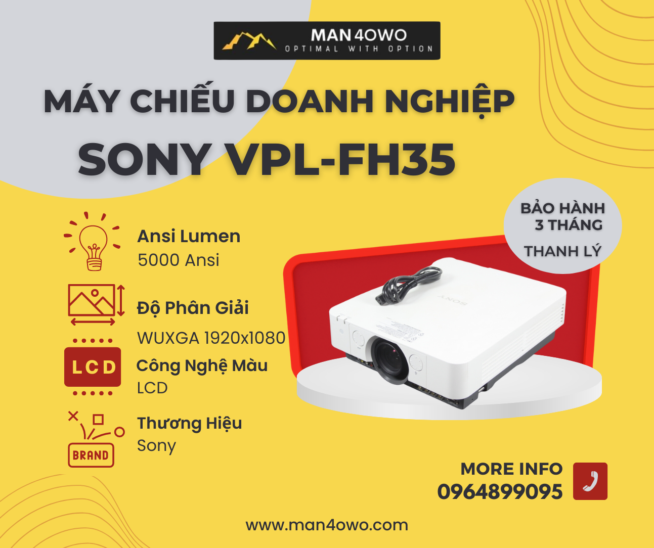Máy Chiếu Full HD, SONY VPL-FH35, Thương hiệu Sony, Máy Chiếu Dành Cho Doanh Nghiệp