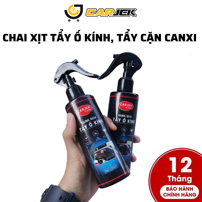 Chai xịt tẩy ố kính ô tô và rửa kính xe hơi Carjek tẩy sạch cặn canxi ố vẩy cá lớp mờ kính làm bóng kính và trong kính xe Dung dịch tẩy ố kính xe hơi ô tô