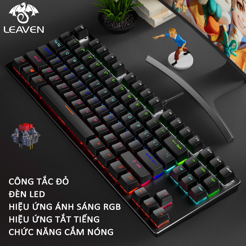 Bàn phím cơ LEAVEN K550 PRO LED RGB Gaming Giao hàng trong vòng 24 giờ bàn phím