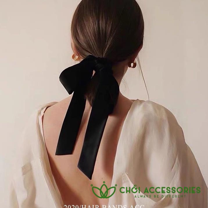 Buộc tóc nơ scrunchies nơ lụa đáng yêu nữ tính - Y071