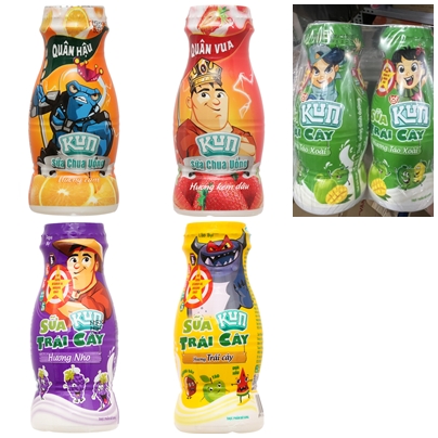 KUN - Thùng 48 chai Sữa chua uống kem dâu cam hoặc sữa trái cây LiF Kun