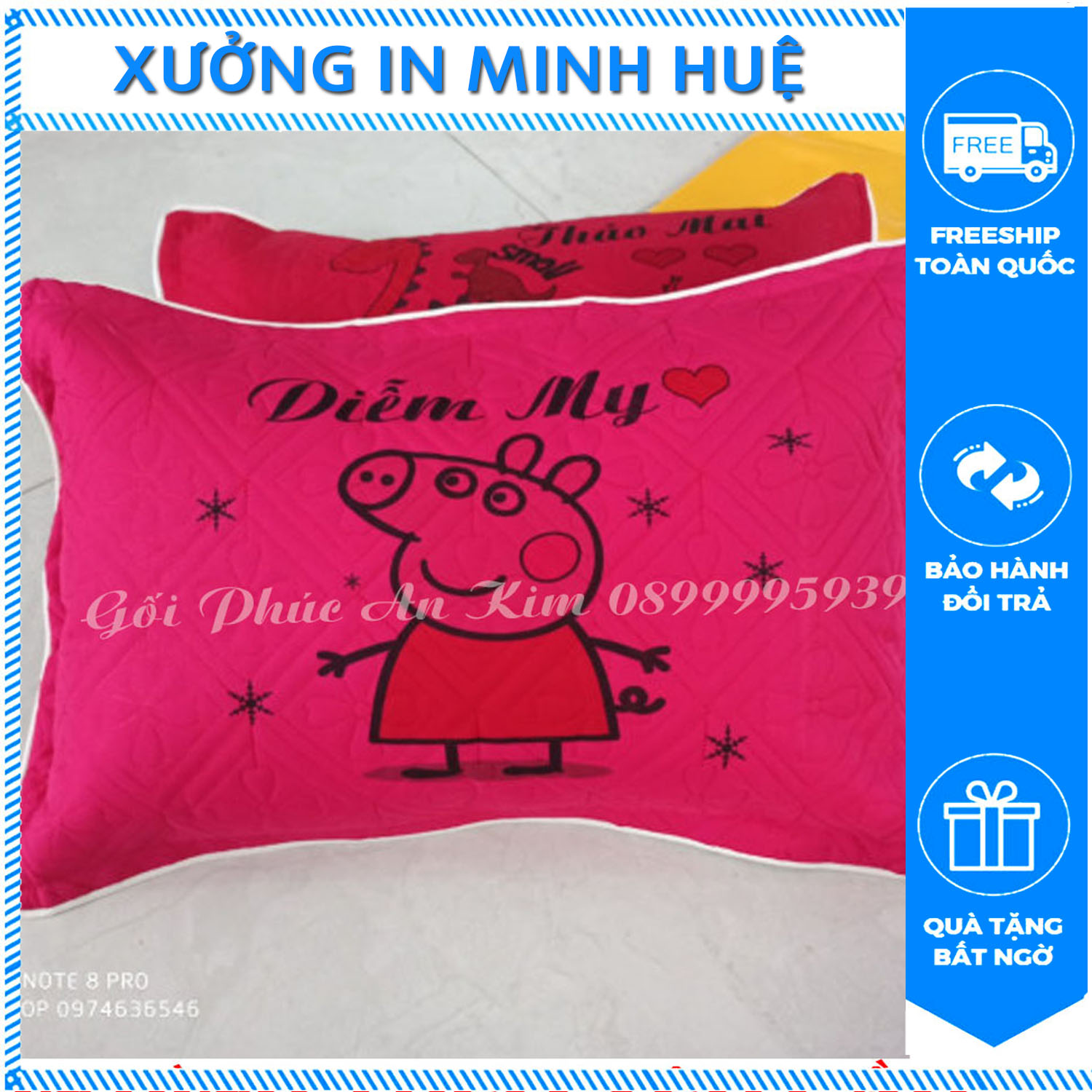 Gối nằm mầm non in hình heo peppa cho bé gái