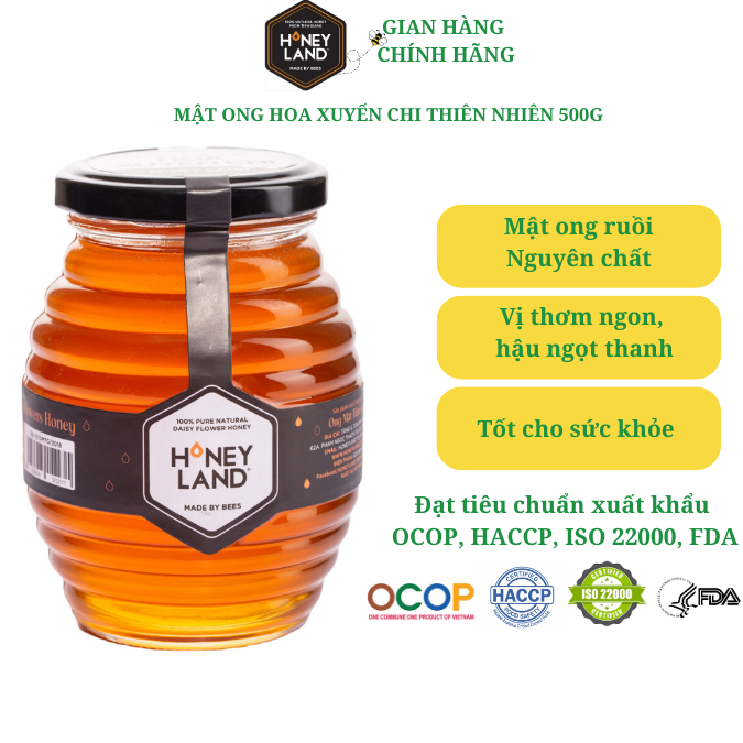 Mật ong rừng hoa Xuyến Chi Nguyên Chất HONEYLAND 500g