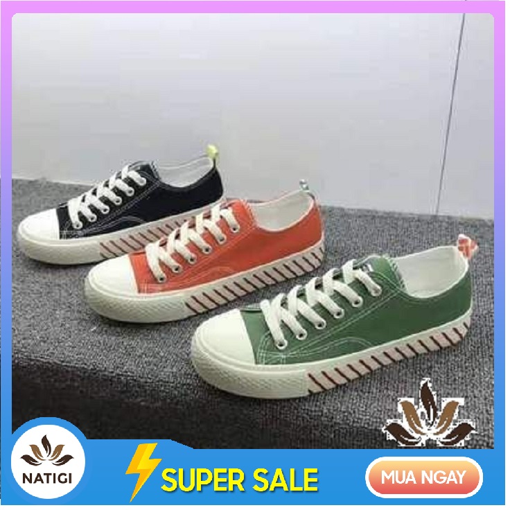 Giầy vải buộc dây đế sọc nữ phong cách thể thao Hàn Quốc đẹp giá rẻ L1295 GVNU04