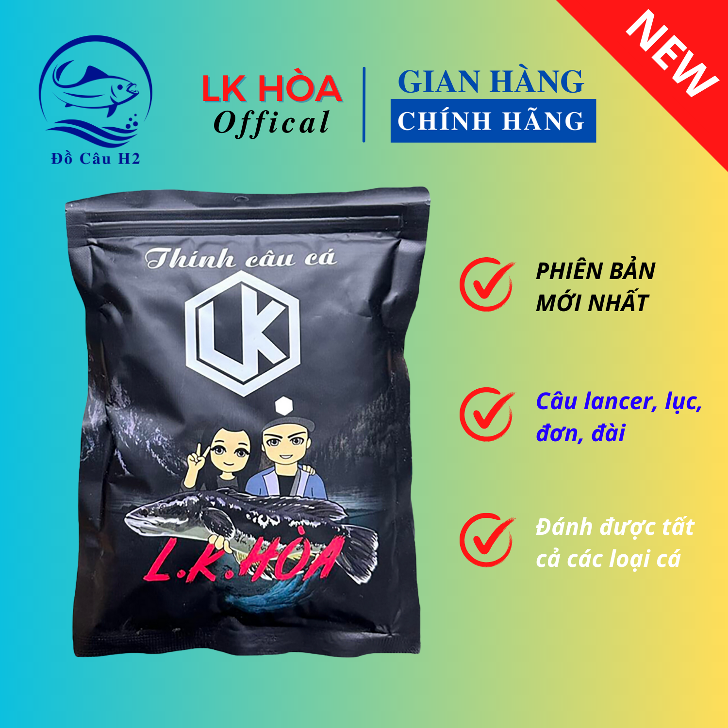 Mồi câu cá Lk Hòa | Thính Lk Mồi câu cá chép trắm trôi rô phi tổng hợp siêu nhạy