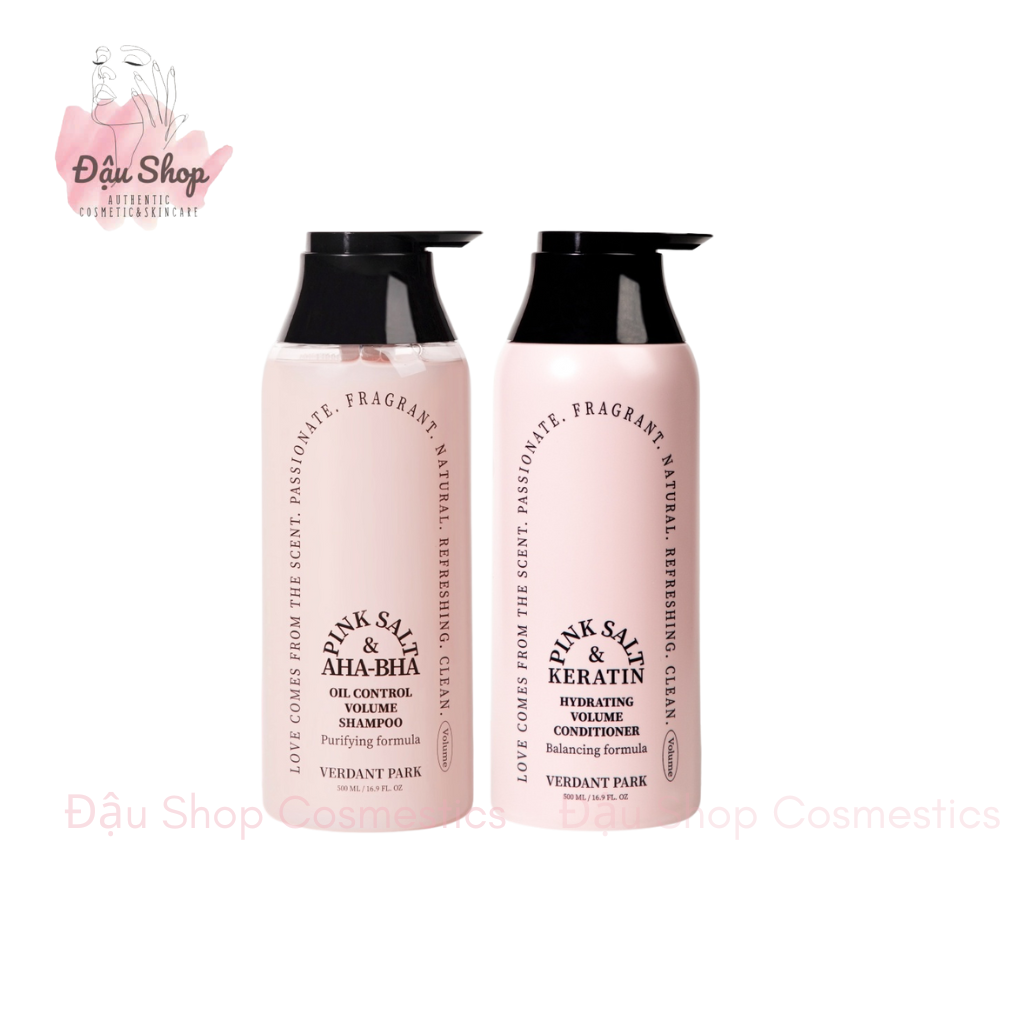 Cặp Gội Xả VERDANT PARK muối hồng Himalaya AHA BHA kiềm dầu phồng tóc Shampoo Conditioner 500mlx2