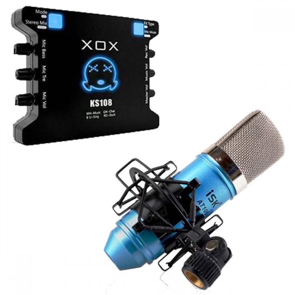 combo bộ livestream sound card k10 bản 2020 và mic at100 chân kẹp màng lọc