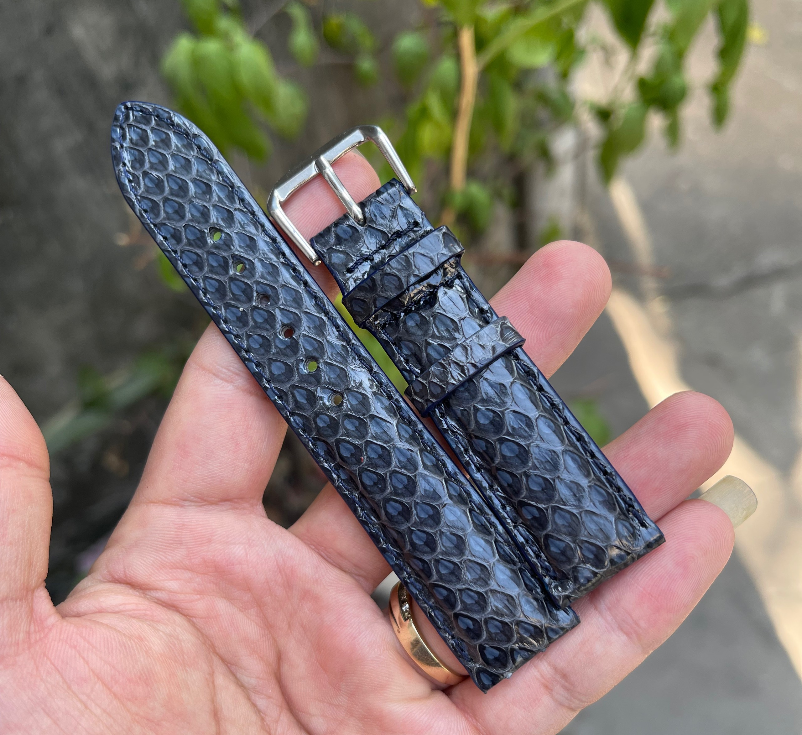 Dây Đồng Hồ Da Rắn Vân Cực Đẹp, Lạ Màu Xanh Đá, Dây Da Thật Nhiều Size ( Có size lẻ) TẶNG KÈM Khóa, Chốt Và Dụng Cụ Tháo lắp dây