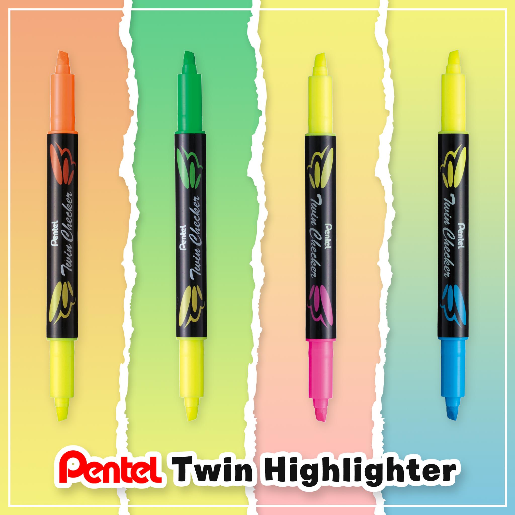 Bút nhớ dòng 2 đầu pentel slw8 | thiết kế độc đáo với hai màu mực dạ quang tiện lợi | màu dạ quang tươi sáng rõ nét