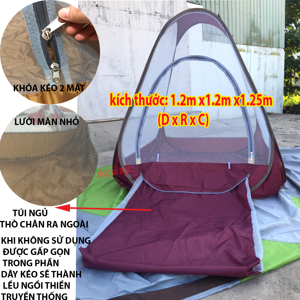 Mùng/lều thiền tự bung cao cấp kèm túi ngủ