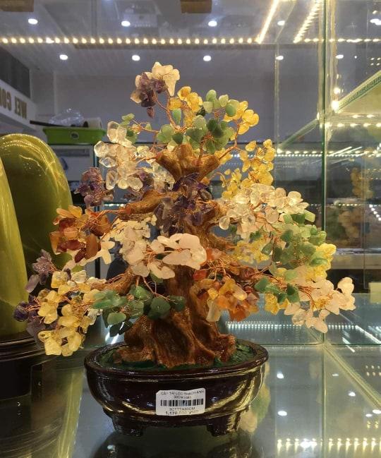 [HCM]Xưởng sản xuất đá quý tự nhiên G.F.H - Cây tài lộc đá thạch anh ngũ sắc tự nhiên 100%