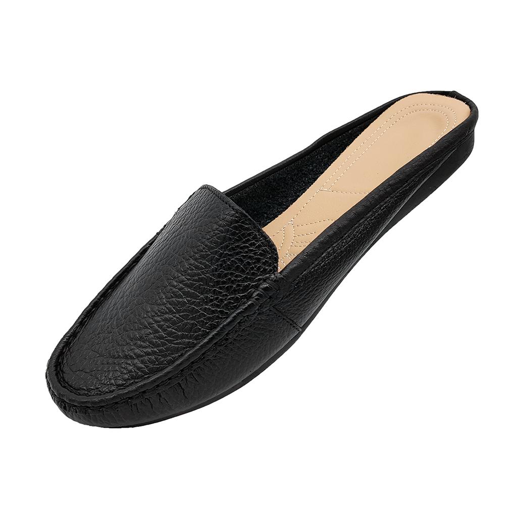 Giày Sục Nữ Giày Bệt Nữ Da Bò Thật Cực Mềm Evelynv GB2516 (Đen)