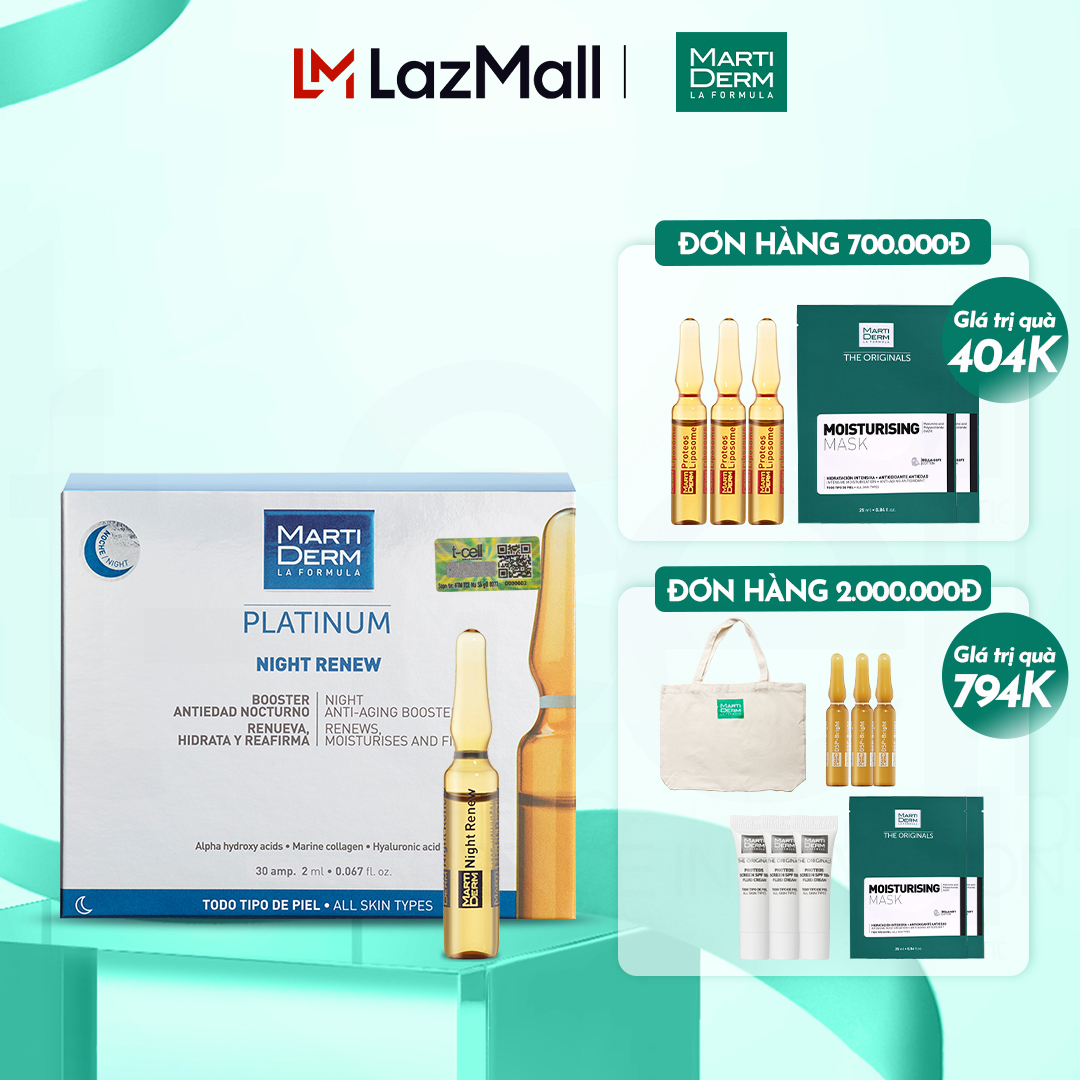 Ampoule Chống Lão Hoá & Tái Tạo Da Ban Đêm - MartiDerm Platinum Night Renew Ampoule