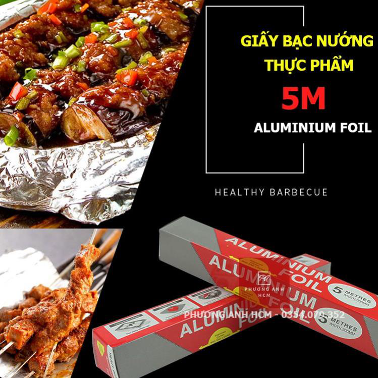 Giấy Bạc Nướng Thịt, Bánh, Đồ Ăn, Giấy Bạc Bọc Thực Phẩm (30cmx5m), Dùng Cho Lò Nướng, Nồi Chiên Không Dầu, Giữ Vệ Sinh