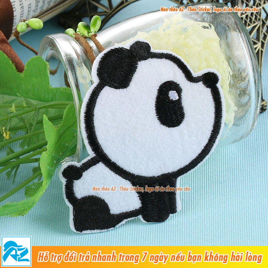 Sticker ủi thêu hình gấu trúc panda dễ thương - Patch ủi quần áo balo S38