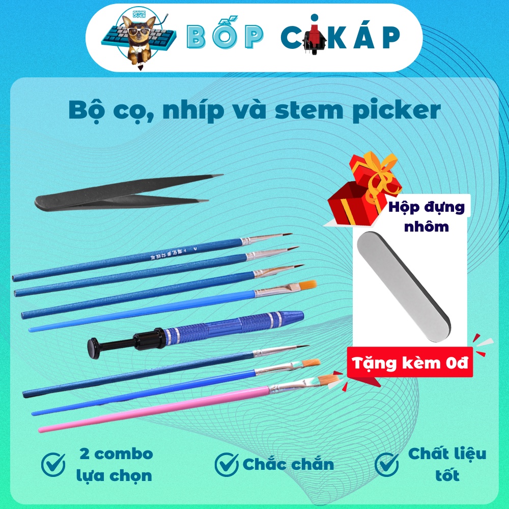 Bộ dụng cụ mod bàn phím cơ | lube switch, stab - stem picker , cọ chổi lube, nhíp