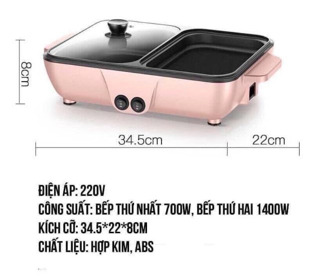 [HCM]Bếp nướng lẩu 2 in 1 Mini Hàn Quốc [BẾP ĐIỆN LẨU NƯỚNG 2 NGĂN MINI]