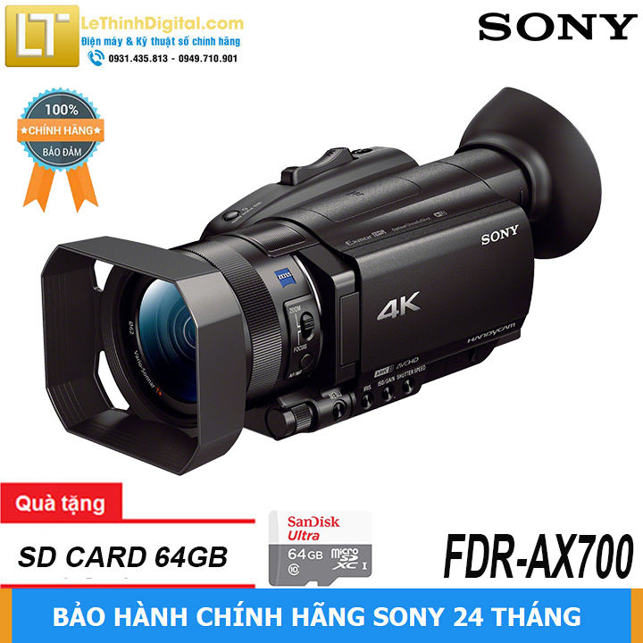 Máy quay phim KTS 4K Sony Handycam FDR-AX700 - Hàng chính hãng
