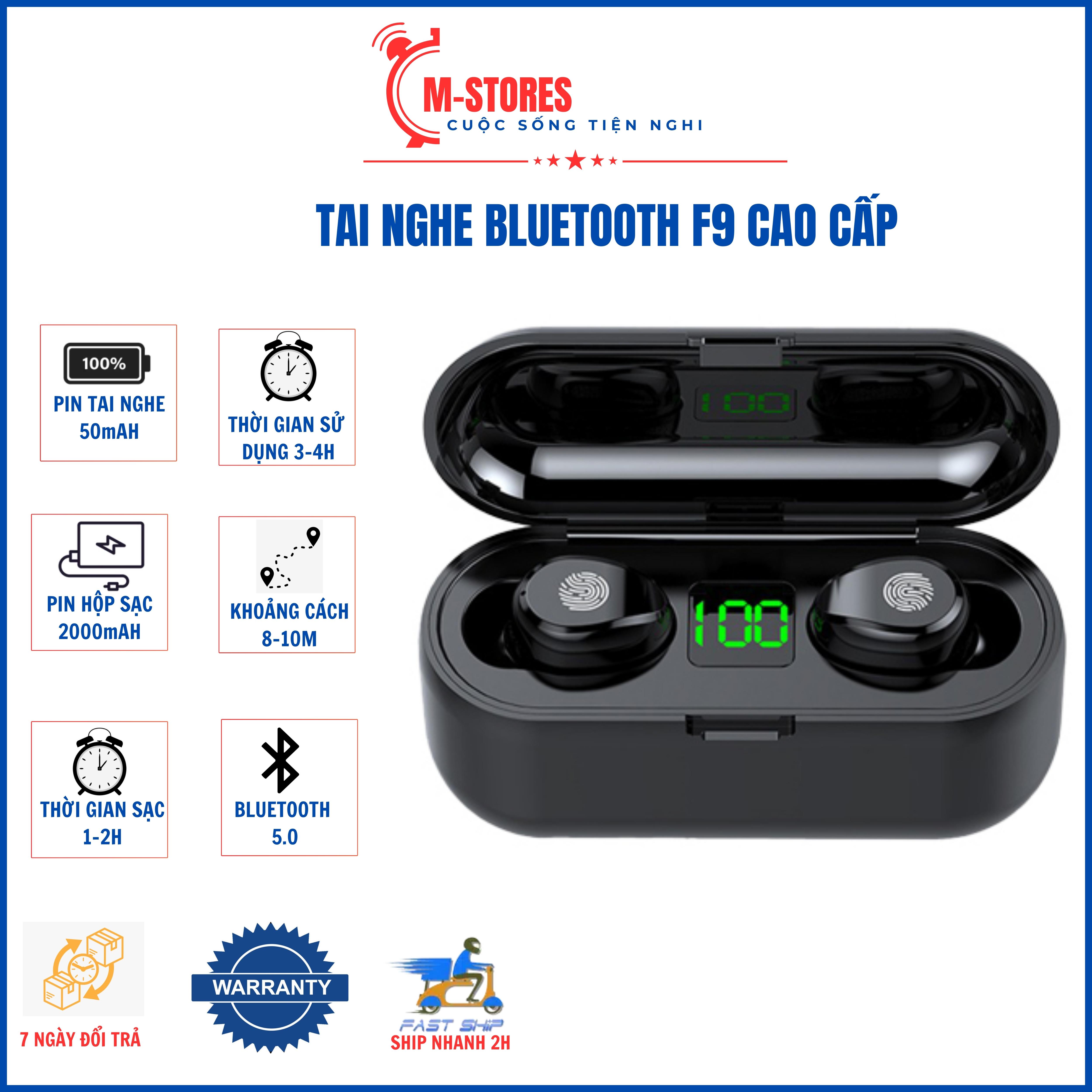 Bộ tai nghe bluetooth F9 phiên bản mới, bluetooth cao cấp âm thanh hay to rõ bass căng nghe nhạc chơi game M-STORES