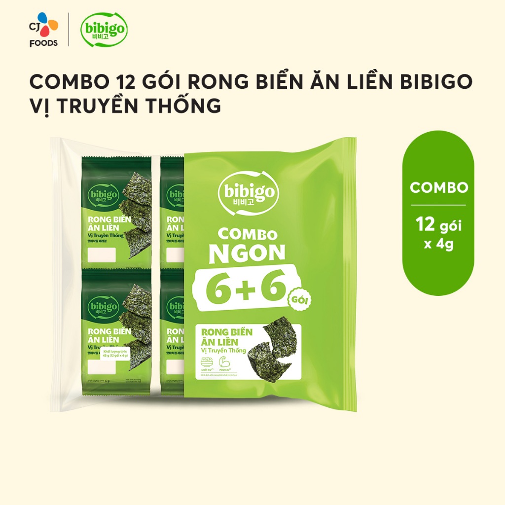 1 Túi Rong Biển Truyền Thống ăn liền BiBiGo Hàn Quốc (1 túi - 4 lốc)
