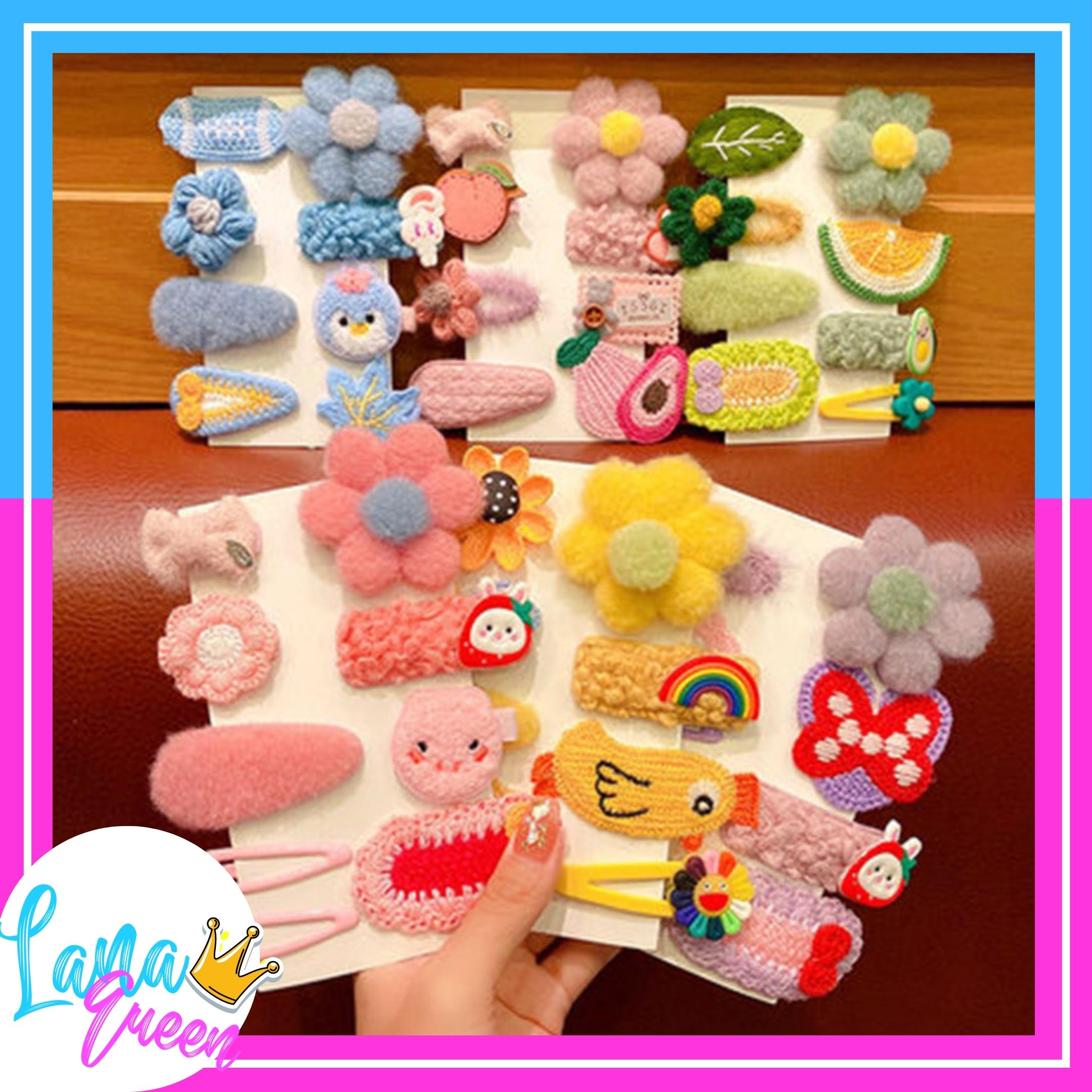 Kẹp tóc cho bé set 8 cái kẹp tóc siêu xinh nhiều màu cute - lana queen