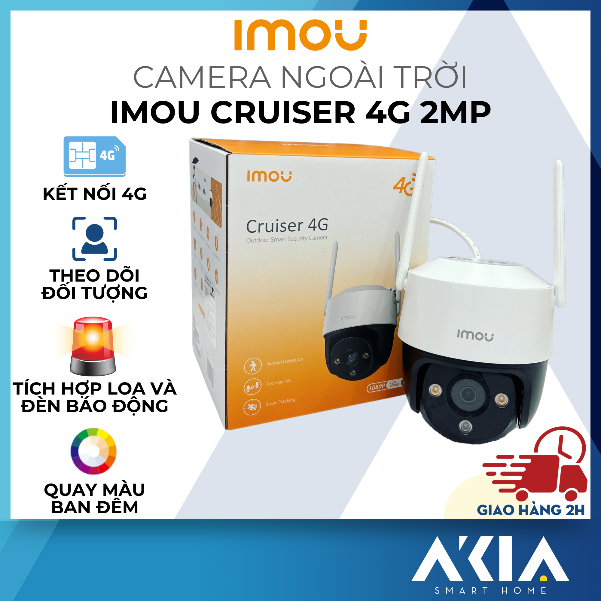 Camera dùng sim 4G Imou Cruiser IPC-S21FTP, Camera ngoài trời đàm thoại 2 chiều quay quét