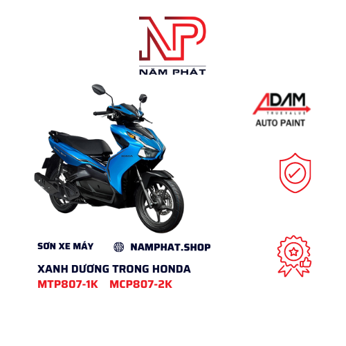 Sơn xe máy honda màu xanh dương trong lót mtp807-1k phủ mcp807-2k