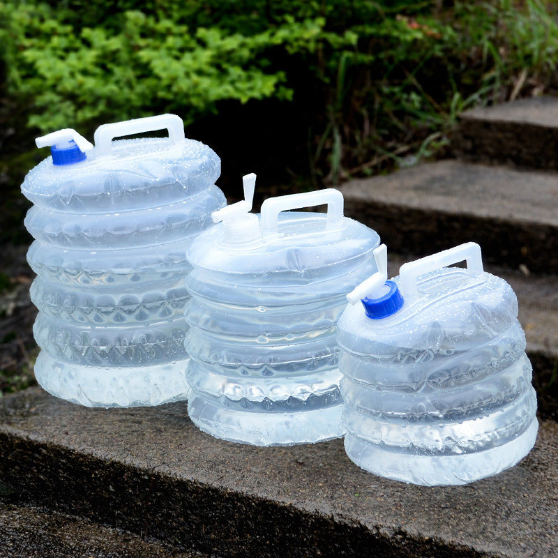 Bình nước dã ngoại cắm trại 3-5-10-15L có thể gấp gọn, có van đóng mở