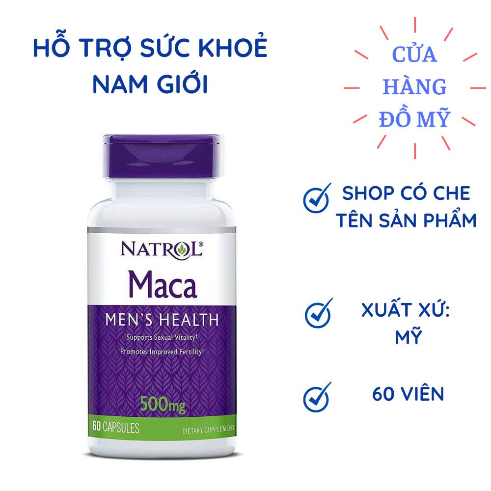 Viên uống Natrol Maca Men’s Health 500mg 60 viên - Tăng cường sức khỏe - Shop Hong1008
