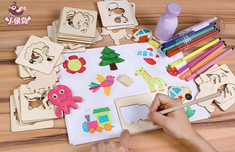 Bộ Khung Hình Tập Vẽ Cho Bé Loại To 56 Chi Tiết Bằng Gỗ
