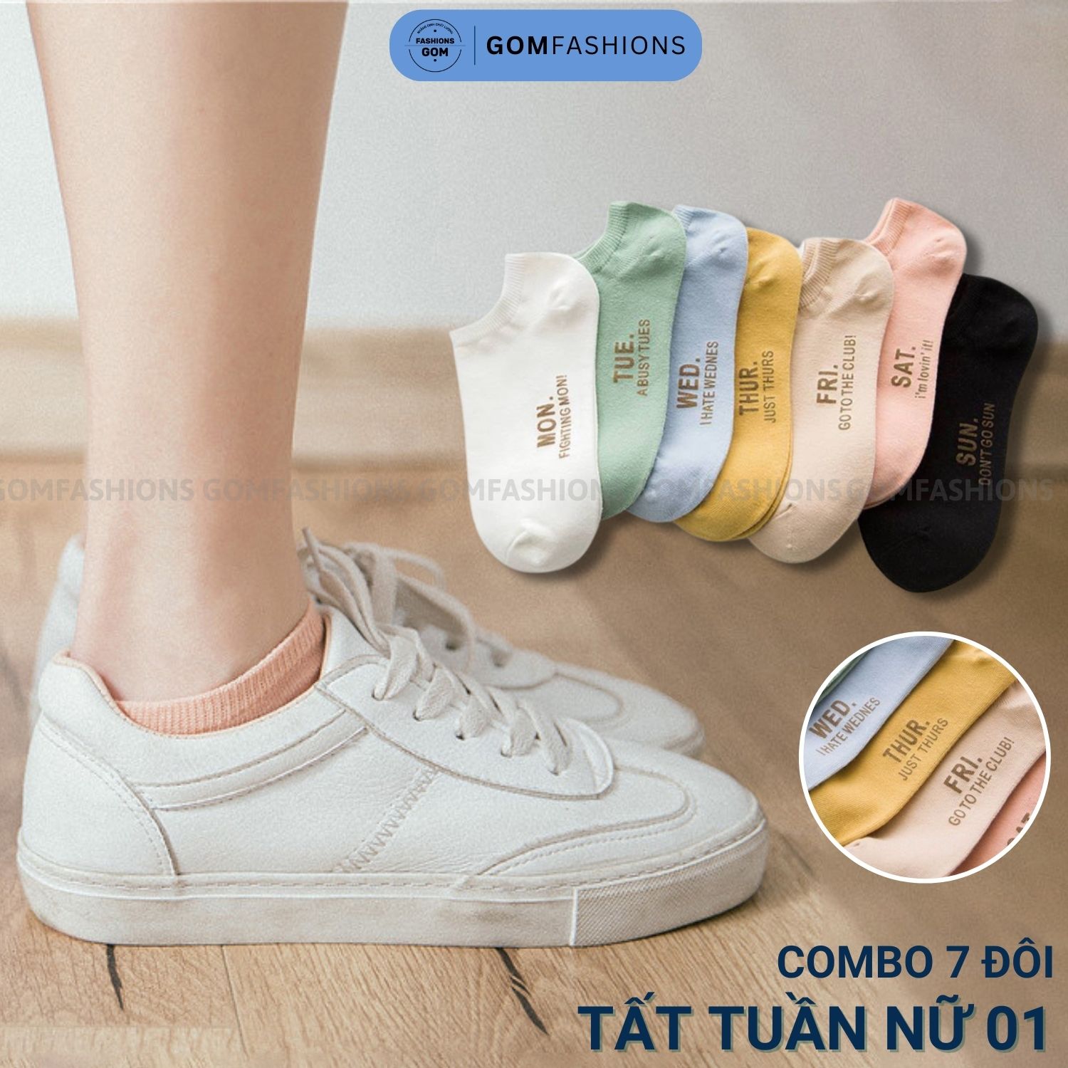 Vớ cổ ngắn nữ cao cấp, tất ngắn nữ 7 đôi sử dụng trong 7 ngày - votuan-nu01