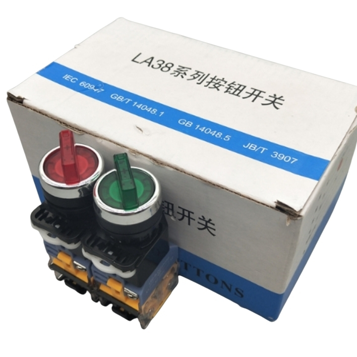Công tắc xoay có đèn la38-11xd/2, la38-20xd/3 phi 22mm điện áp 24vdc, 220vac chuyển mạch 2, 3 vị trí
