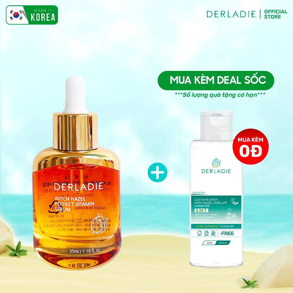 Serum Derladie Witch Hazel Perfect Vitamin Serum ngừa mụn, giảm thâm, làm đầy sẹo rỗ 35ml