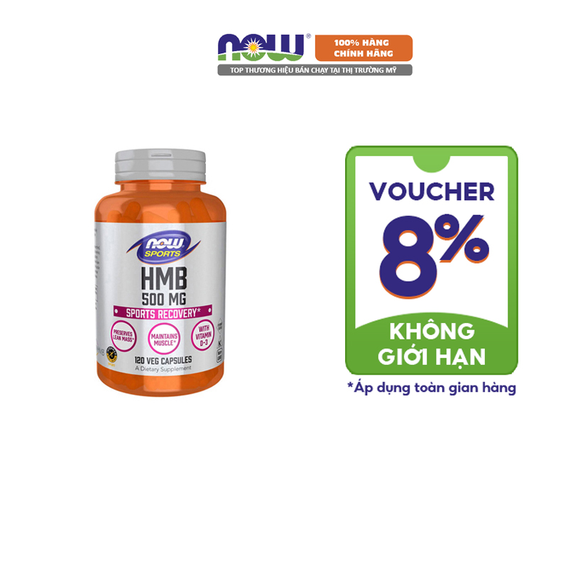 NOW HMB 500Mg Viên Uống Hỗ Trợ Phục Hồi Cơ Bắp Sau Luyện Tập 120 Viên