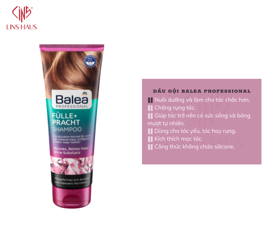 Dầu gội Balea Professional giúp dày tóc 250ml LinsHaus