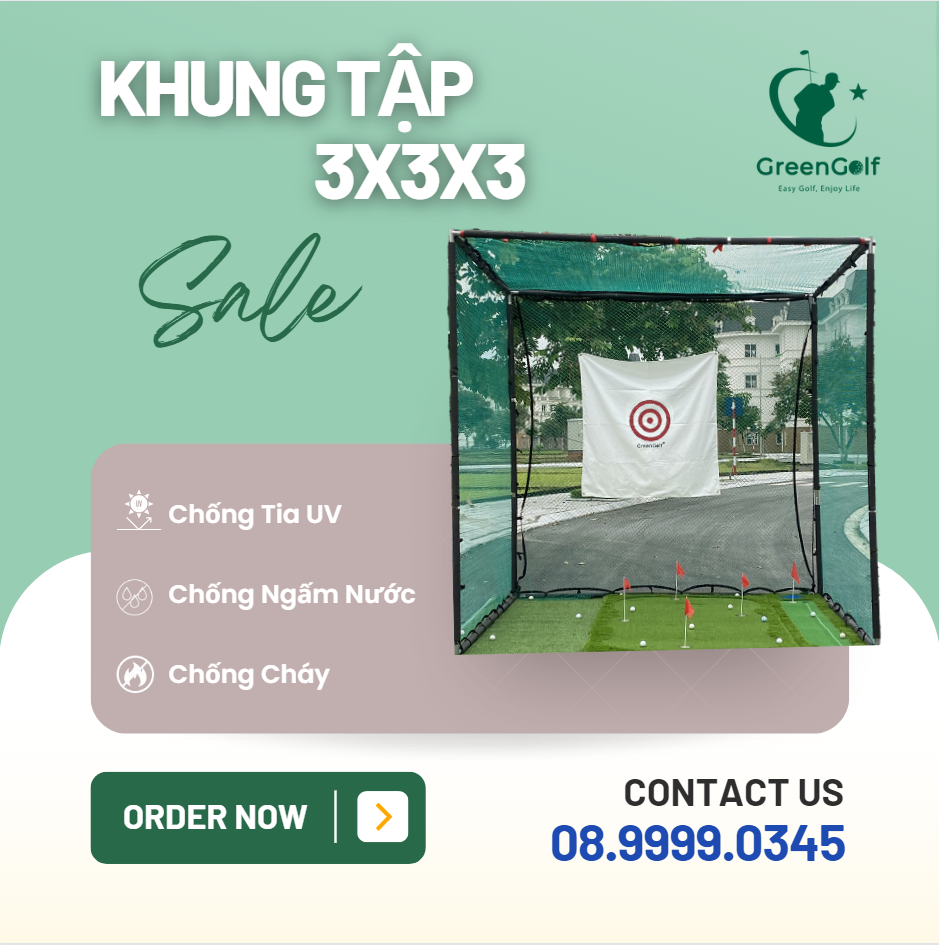 Khung lưới tập golf kích thước 3x3x3m/ tặng 10 bóng