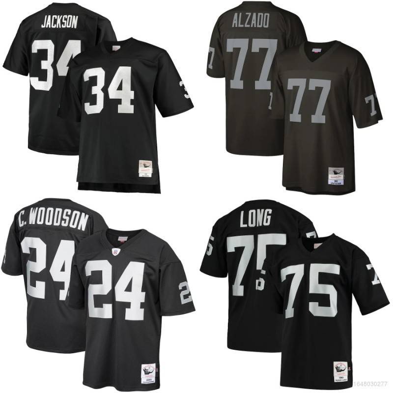 New Original Áo Thun Thể Thao In Họa Tiết Las Vegas Raiders NFL Jersey Jackson Alzado Long Woodson Retro Dành Cho Unisex