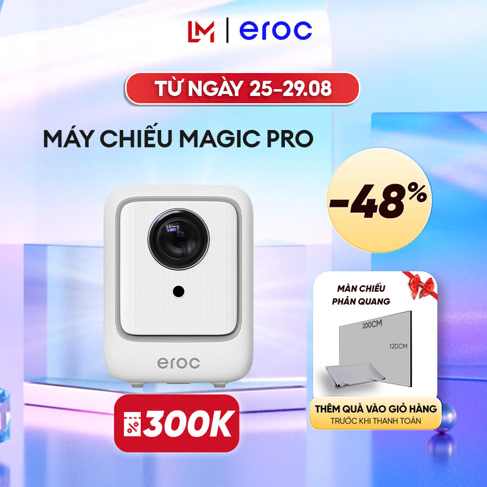 Máy chiếu mini eroc magic pro máy chiếu xem phim giải mã full hd 2800 lumens android ios tương thích netflix - bảo hành 1năm
