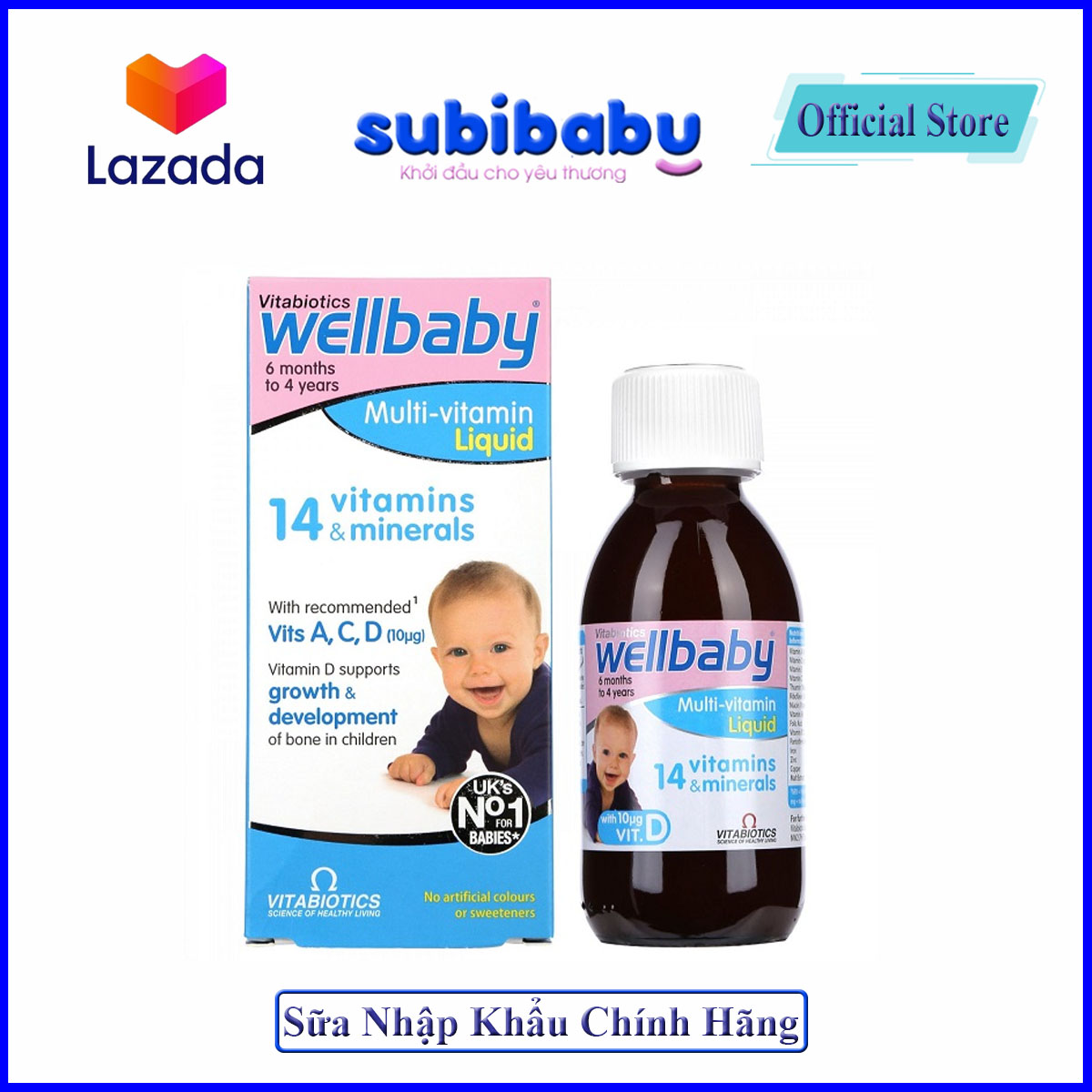 Vitamin tổng hợp wellbaby cho bé 150ml, wellbaby 14 vitamin tăng sức đề kháng cho bé - uk
