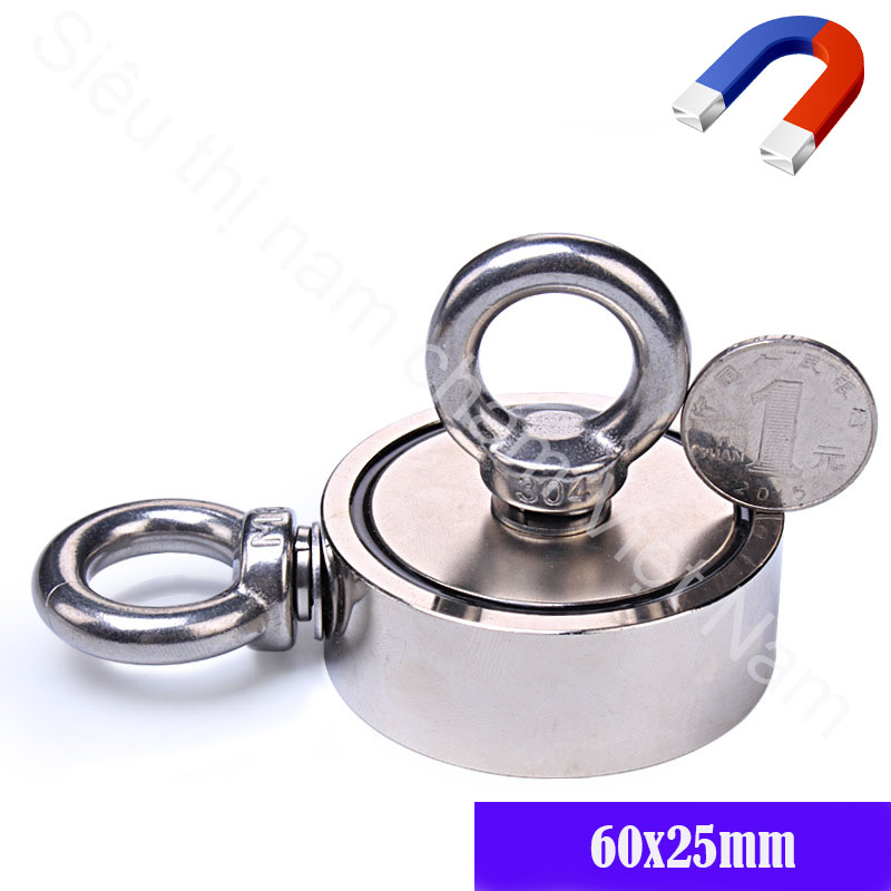 Nam châm cứu hộ D60x23mm siêu mạnh hút đồ rơi dưới sông
