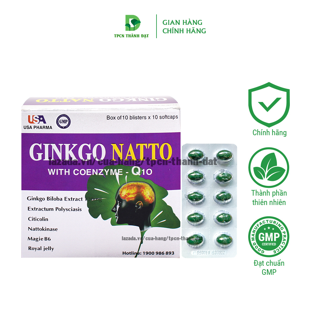 Viên uống bổ não Ginkgo Natto Coenzym Q10 120mg giúp tăng cường lưu thông