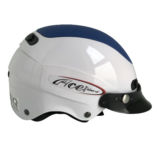 Mũ bảo hiểm nửa đầu cao cấp - GRS A102T - Màu trắng line xanh nhạt