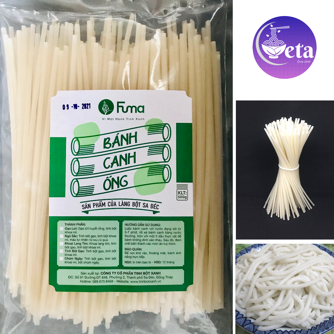 Bánh canh tinh bột gạo FUMA 500gr/gói, bánh canh ống đặc sản Sa Đéc - hcm, đồng nai