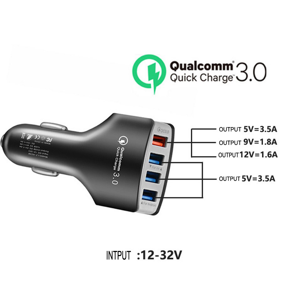 Tẩu Sạc Nhanh Ô Tô 4 cổng USB 3.5A Cốc Sạc Nhanh Quick Chagre 3.0 Xe Hơi BKS-4U Xịn