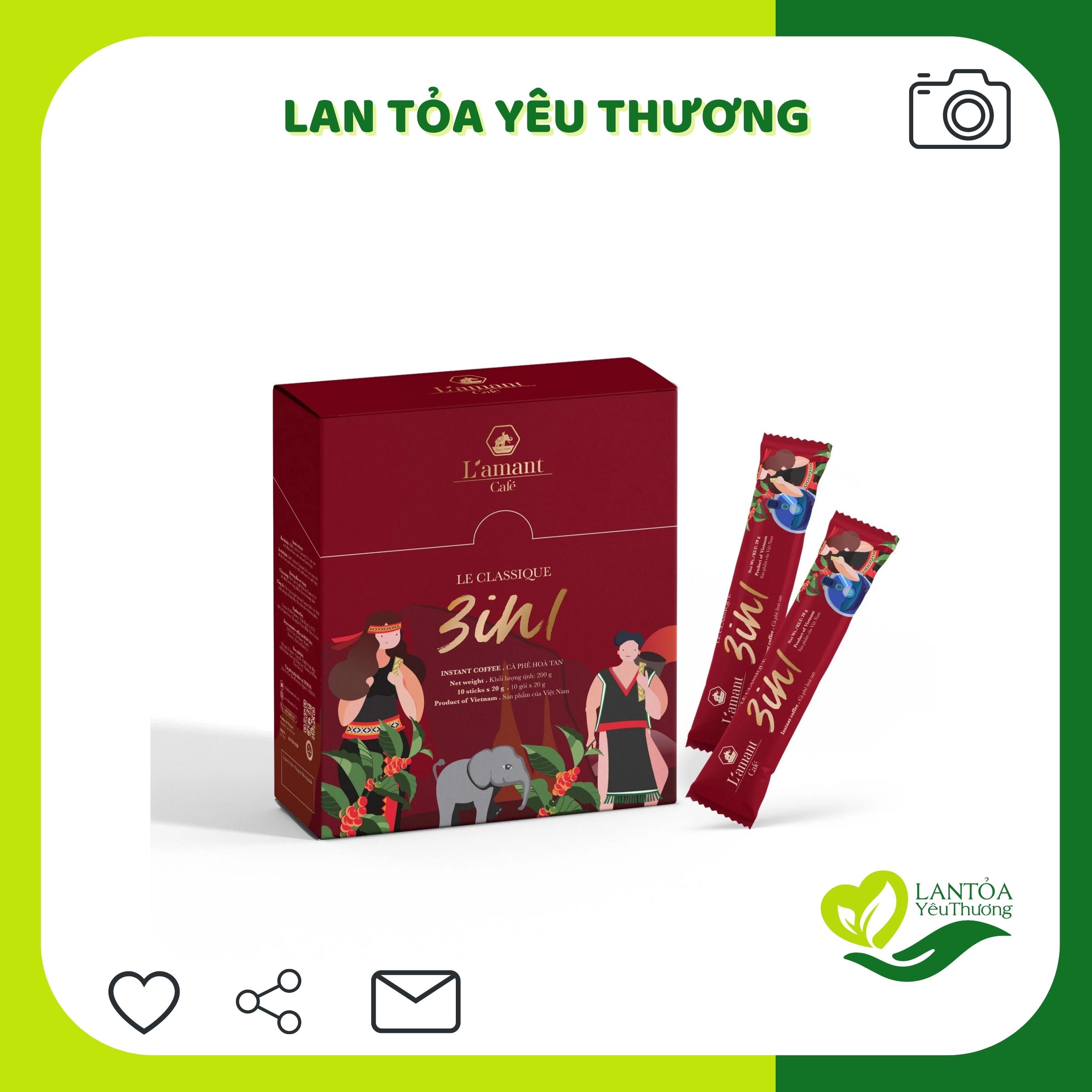 Cafe 3in1 rang xay hòa tan nguyên chất L'amant